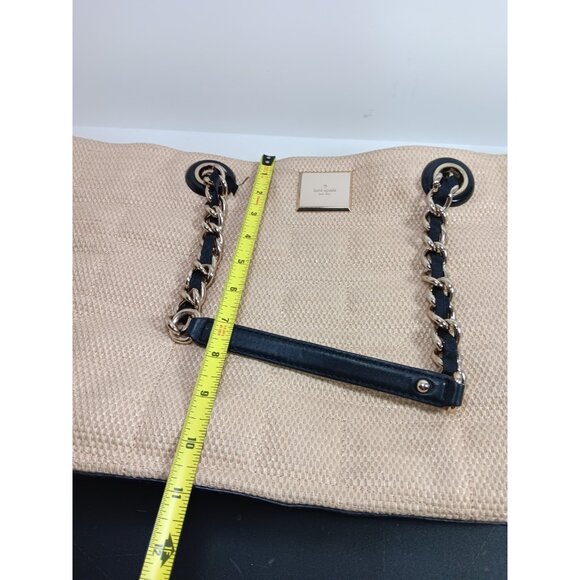Kate Spade New York Bags Womens Signature Straw Wicker Chain Strap Shoulder Bag - Picture 7 of 8